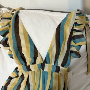 Striped Ruffle Sleeve Dress